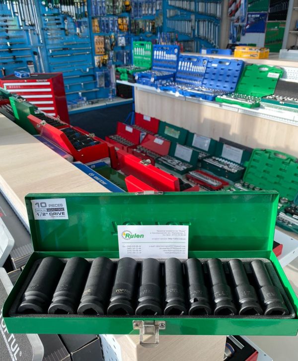 набір головок ударих довгих 1/2"  10-24 мм 10од, GDAD1002 (TOPTUL, Тайвань)